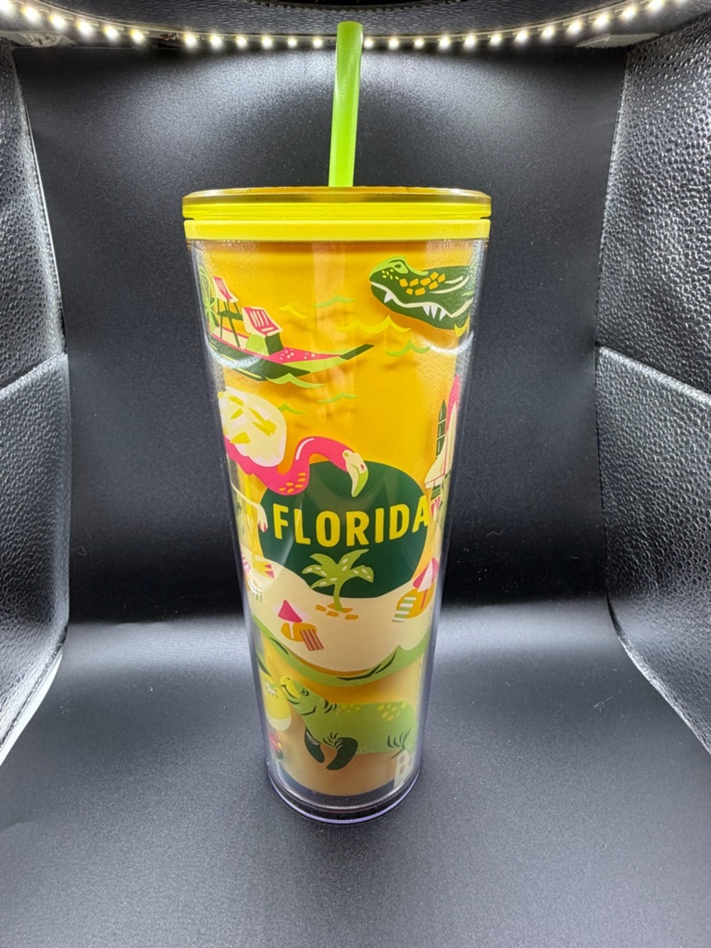 Starbucks Florida Tropical Yellow Travel Tumbler with Straw